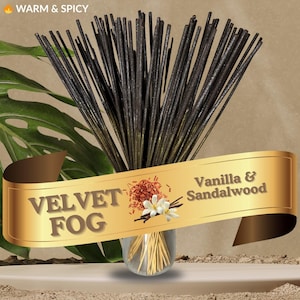Vanilla & Sandalwood Dual Scent Incense Sticks (11”) | Hand-Dipped Velvet Fog, 25–100 Count + Sample