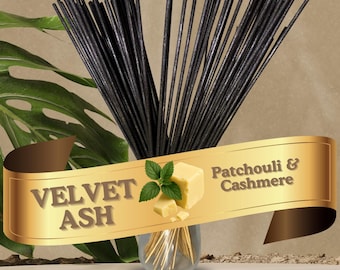 Incienso de pachulí y cachemira con aroma dual (28 cm) / Fresno aterciopelado bañado a mano, 25-100 unidades + muestra