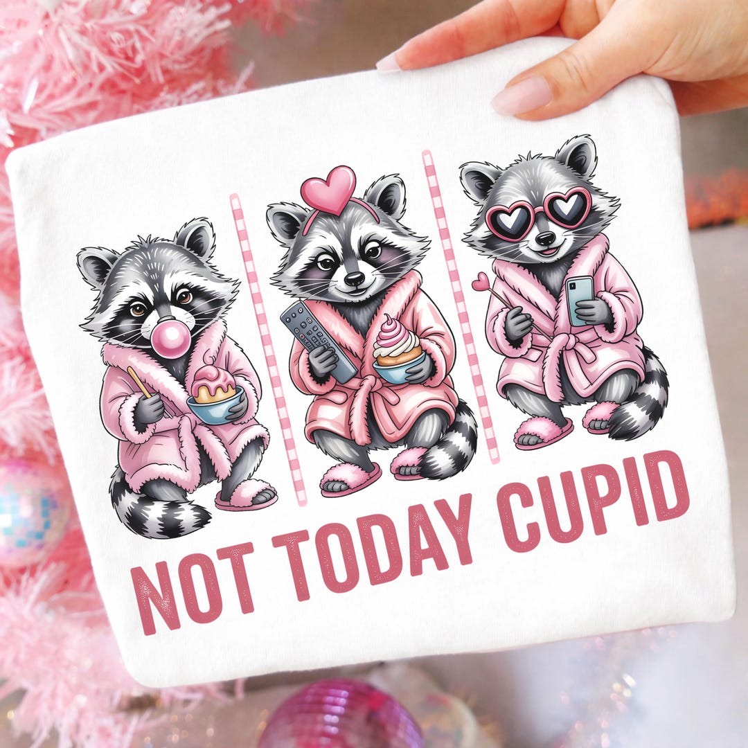 Cupid Raccoon Not Today Cupid Raccoon PNG | Funny Valentines Sublimation Design ...