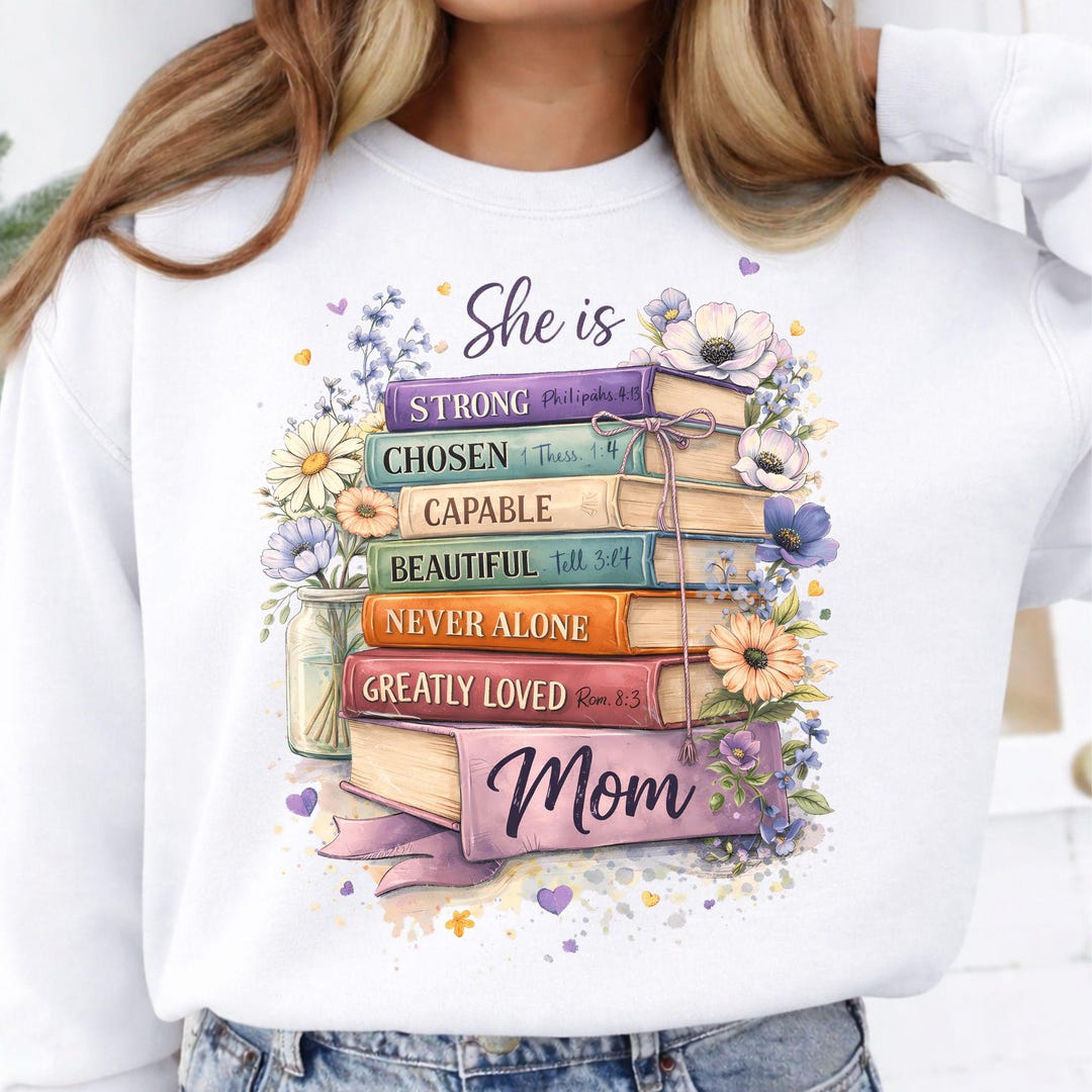 She Stack She is Mom Book PNG, Mama Floral Book Stack Png, Mother’s Day Png ...