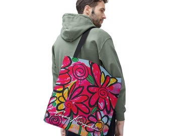 Flower Power- Vibrant Floral Tote Bag for Everyday Use