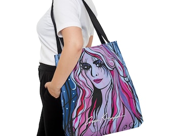 Snow Goddess Colorful Artistic Tote Bag by Anna K.