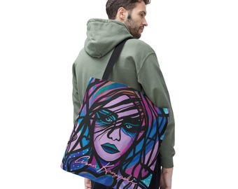 Cosmic Love Aqua- Abstact Art Tote Bag
