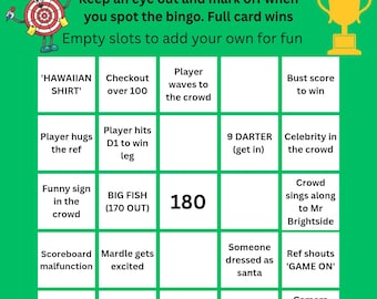 Darts fan Bingo- World Championship edition