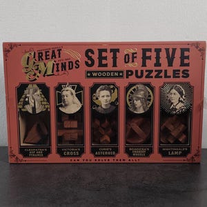 Great Minds Wooden Puzzle Set of 5 – Brain Teasers, Logic Games, Gift for Adults & Kids