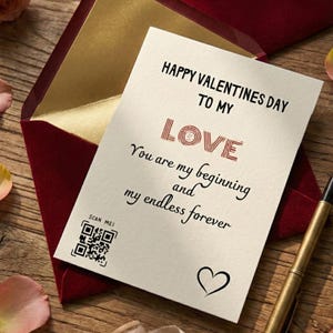 Printable QR Code Valentine Card| Custom Video or Voice Message Gift| Digital Memory Keepsake