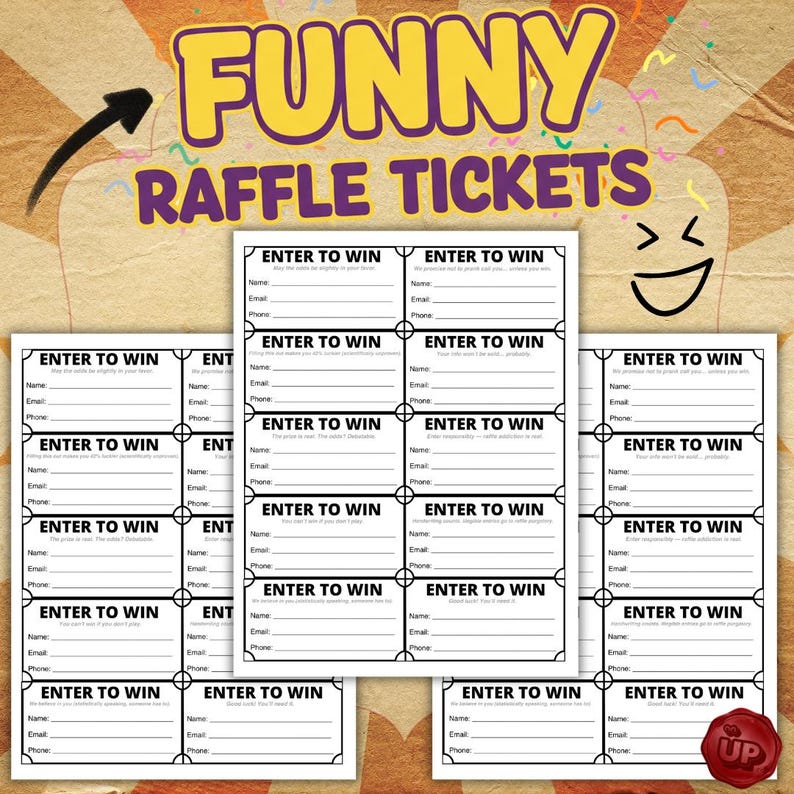 Funny Raffle Ticket Template: Printable Enter to Win Design - Etsy