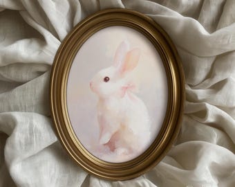 Girl Bunny Nursery Art | Soft Pastel Woodland Print | Pink Baby Room Wall Decor | Watercolor Bunny Download | Floral Girl Nursery