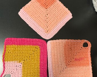 Peachy Keen Handmade Crochet Pot Holder Housewarming Holiday Gift