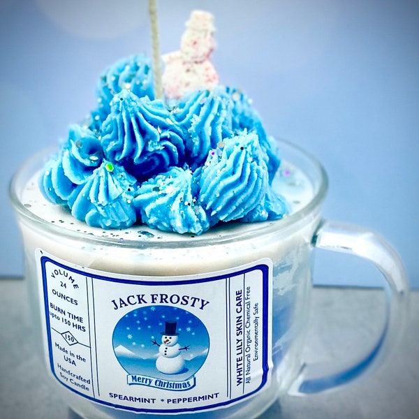 Jack Frost Pine & Mistletoe candle / Holiday Candle / 18oz Mug /Frosting Candles /Gifts Holiday Soy Candle/24 ozs Soy Wax /Winter Candle