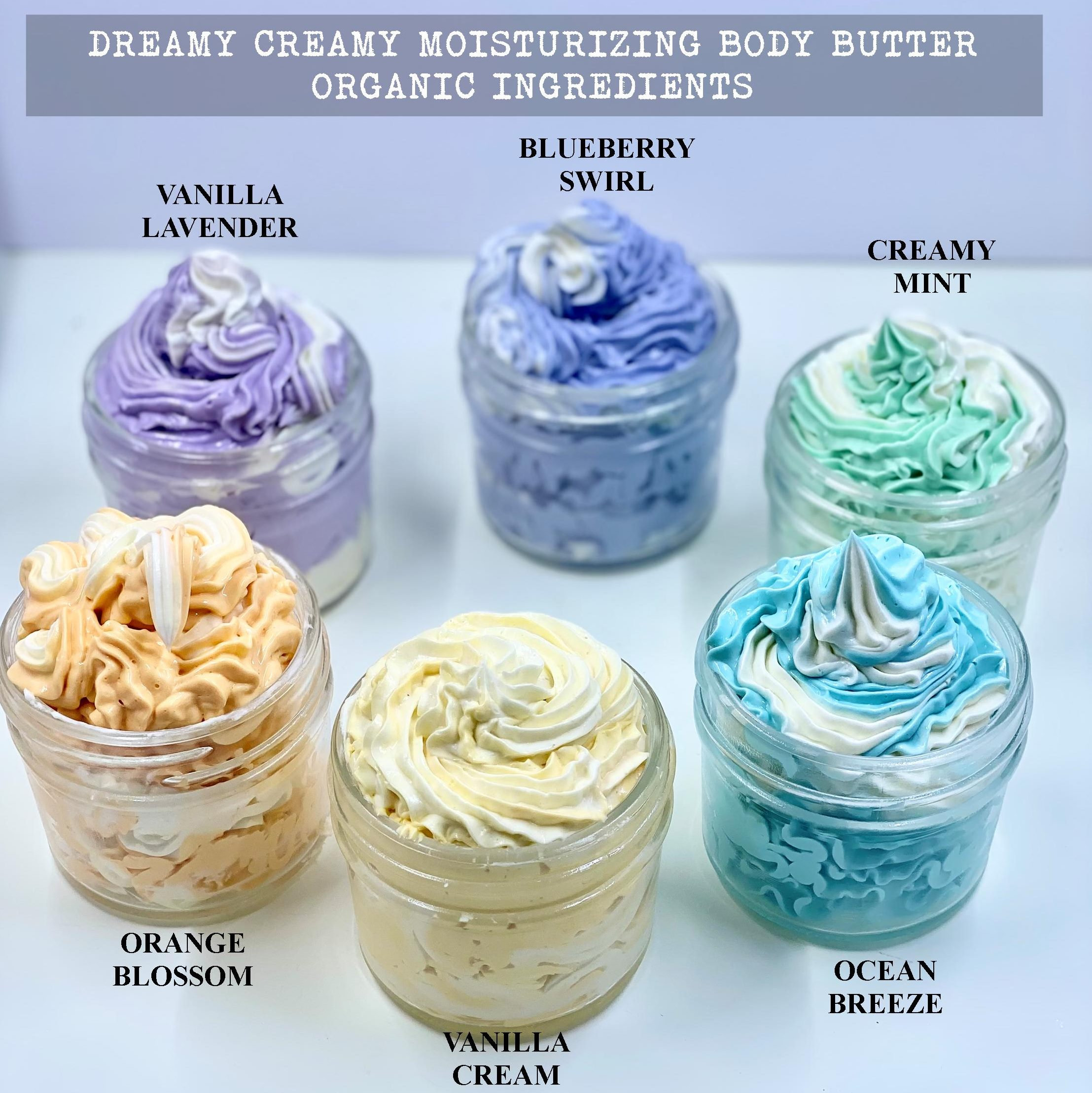 8 Flavors ORGANIC Whipped Body Butter luscious creamy Etsy