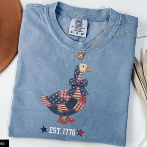Comfort Colors© Goose USA Shirt, FAUX Patchwork USA Tshirt, 4th of July Gift Est 1977, Patriotic Tees,250th Anniversary Shirt,American Gifts