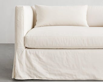 Replacement, White Linen Sofa Slipcover, Custom Sizes Colors, Cushion Covers