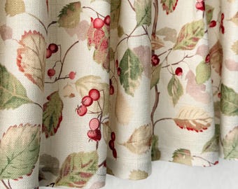 Cortinas de café beige con hojas verdes, cortinas francesas personalizadas, hechas a mano