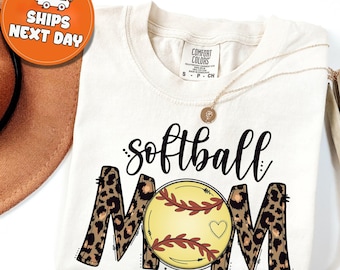 Softball Mom Leopard Print Shirt, Sports Tee