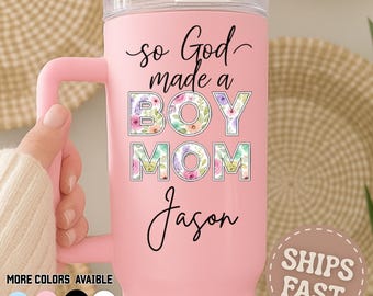 Personalized Boy Mom Tumbler: Insulated Stainless Steel Travel Mug