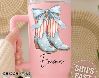 Personalized Cowgirl Boots Tumbler: Western Travel Mug, Custom Name