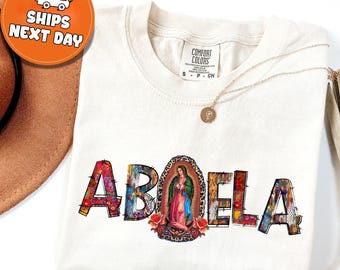 Virgen de Guadalupe Abuela T-Shirt: Customizable Floral Grandma Gift