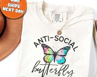 Anti Social Butterfly Graphic Tee: Introvert Cotton T-Shirt