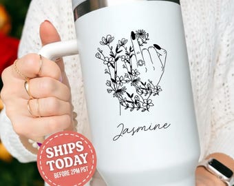 Personalized Bride To Be Tumbler, Floral Ring Engagement Gift