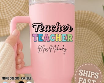 Personalized Teacher Tumbler: Insulated Travel Mug, Custom Name Gift