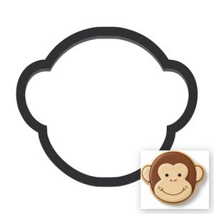 Monkey Head Cookie Cutter with Easy Push Design (3 inches)