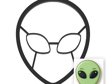 Ausstechform „Alienkopf mit Augen“ mit praktischem Druckmechanismus (10 cm)
