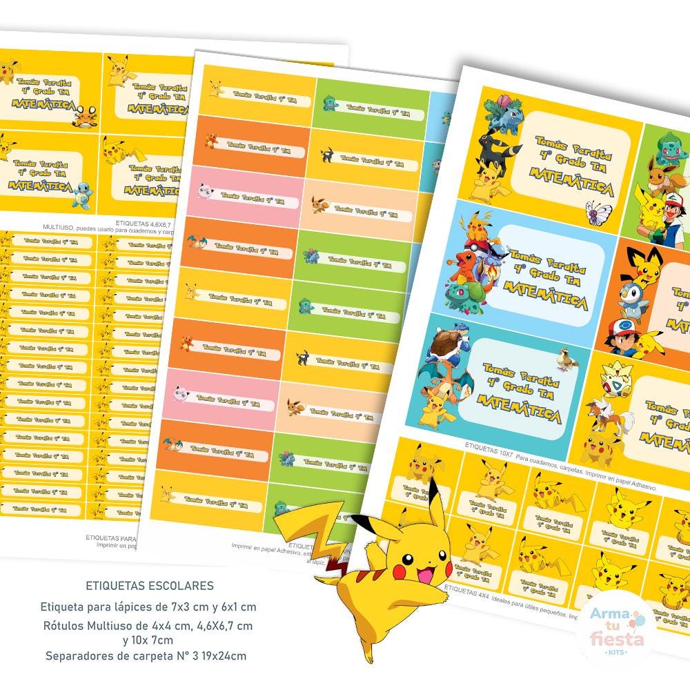 Pokemon Address Labels Pokemon Pikachu School Labels - Printable and Editable Kit for School ...