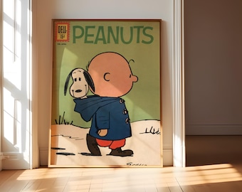Snoopy on House * Vintage 1965 * Framed Schulz Playing Card