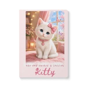 White Kitten Journal | Personalized Kitty Notebook, Cat Lover Stationery