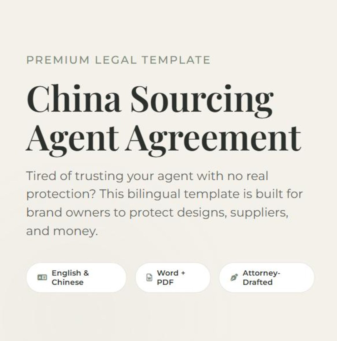 China Sourcing Agent Agreement Template | Bilingual English & Chinese ...