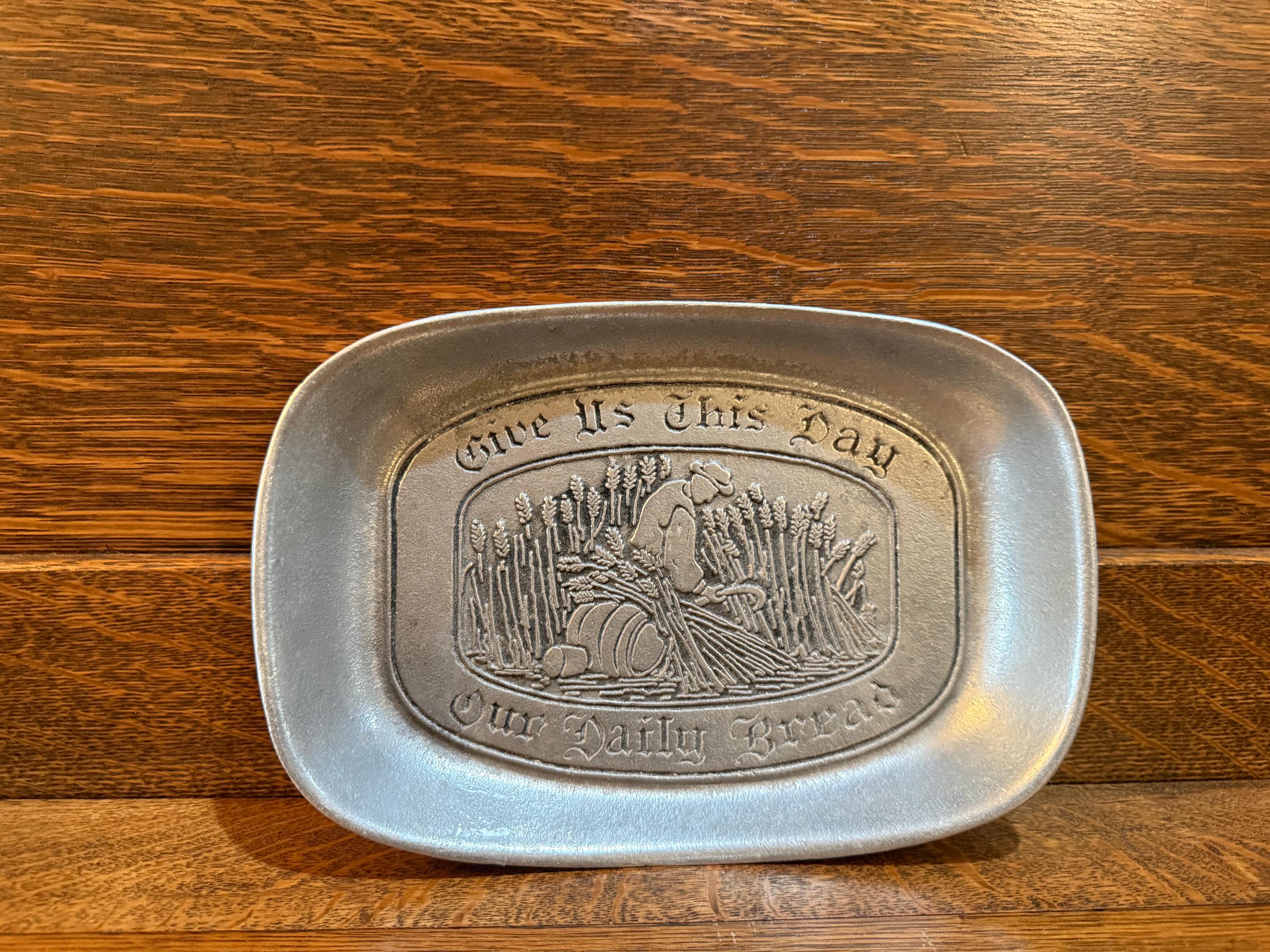 Horloge Murale Vintage En étain "Give Us This Day Our Daily Bread" - 22 Cm - Fonctionne