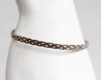 Celtic Thin Bangle - Sterling Silver Stacker Bracelet - Vintage Oxidized Jewelry