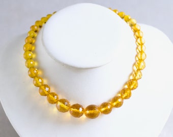 Yellow Chunky Choker 14 Inch - Faceted Glass Beads Short Necklace - Burlesque Candy - Vintage Summer Layering Jewellery