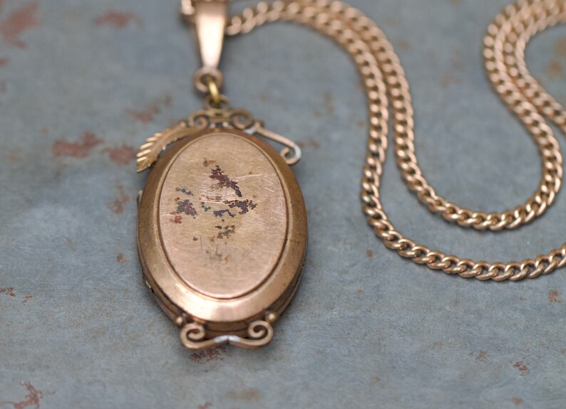 Antique Victorian Oval Locket Choker Necklace Rolled Gold Antique Large Photo Keepsake Pendant Vintage Oxidised Layering Jewellery image 8