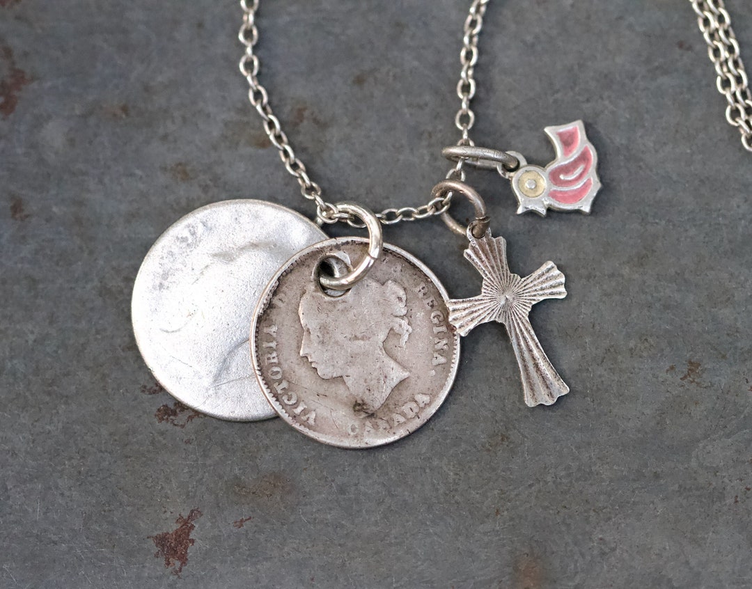Queen Victoria Necklace Victorian Canada 1886 25 Cents Coin Etsy