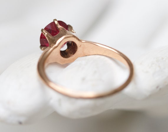 Art Deco Red Solitaire Ring size N - Rolled Gold … - image 5