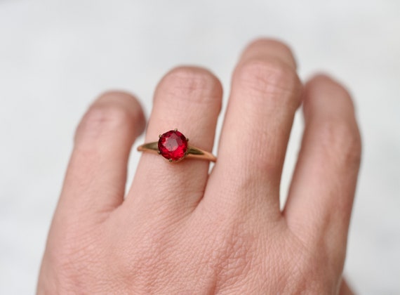 Art Deco Red Solitaire Ring size N - Rolled Gold … - image 2