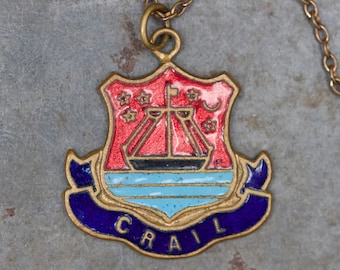 Collana vintage con scudo di Crail, Scozia - Stemma smaltato