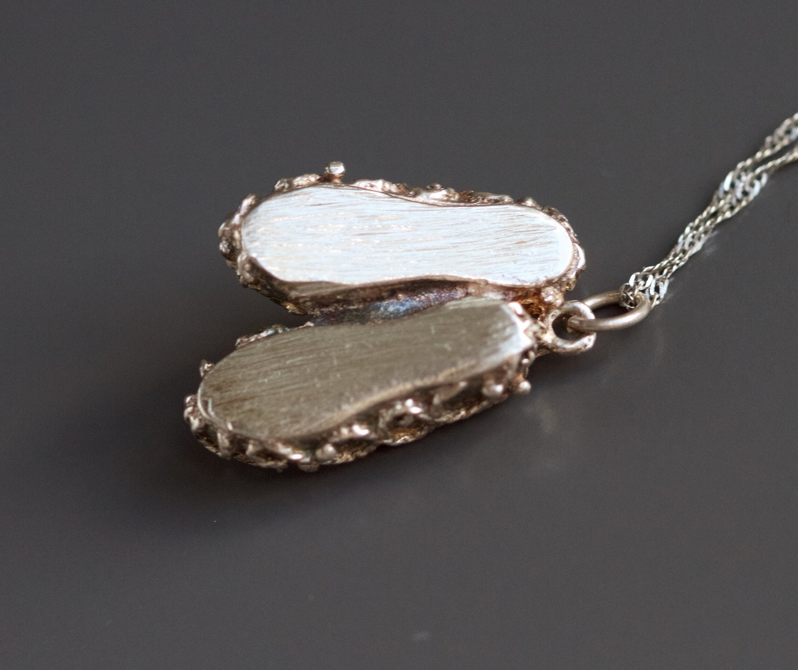 ballerina necklace - sterling silver miniature ballet shoes pendant and chain - tiny dancer - vintage oxidized jewelry