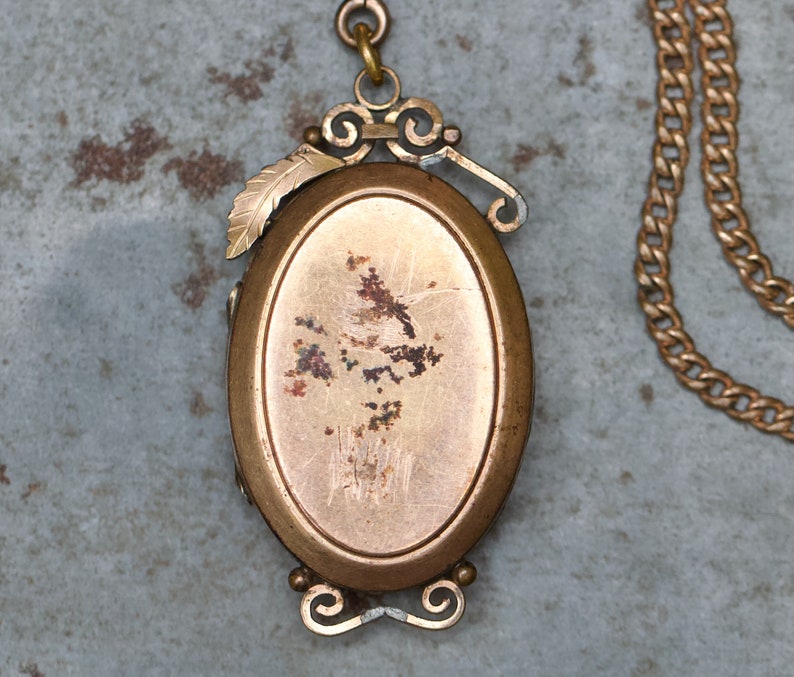 Antique Victorian Oval Locket Choker Necklace Rolled Gold Antique Large Photo Keepsake Pendant Vintage Oxidised Layering Jewellery image 5