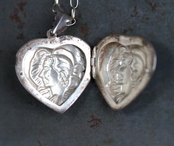 Art Nouveau Heart Locket Necklace - Sterling Silv… - image 6