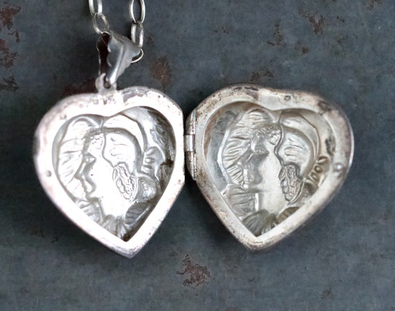 Art Nouveau Heart Locket Necklace - Sterling Silv… - image 5