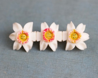 Spilla vintage in lucite con stella alpina - Spilla con fiore alpino