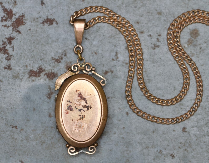 Antique Victorian Oval Locket Choker Necklace Rolled Gold Antique Large Photo Keepsake Pendant Vintage Oxidised Layering Jewellery image 6