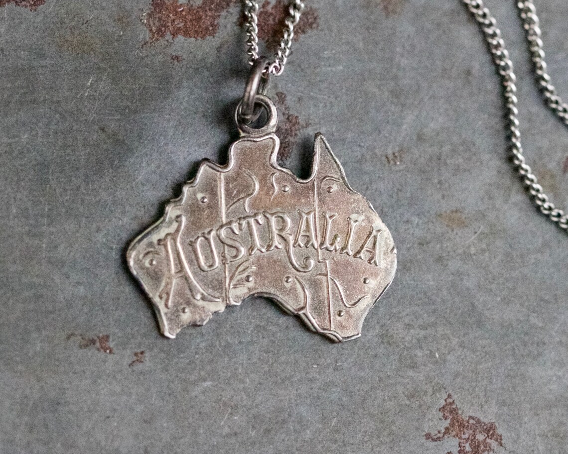 Australia Necklace Sterling Silver Australian Country Etsy
