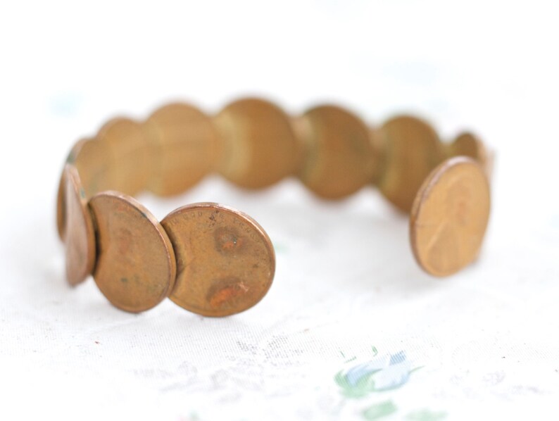 Coin Cuff Bracelet USA Boho Cuff Repurposed One Cent Coins