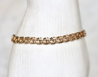 Rolled Gold Bismarck Chain Bracelet signed Amerik - Vintage Oxidised Boho Jewellery