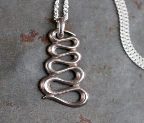 Minimalist Snake Necklace - Sterling Silver Coile… - image 1