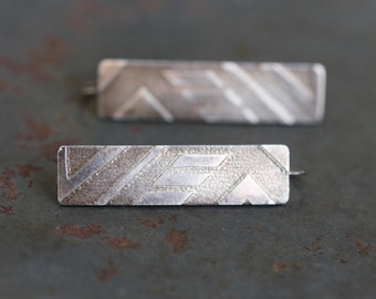Brutalist Earrings - Sterling Silver Long Rectangles and Geometric shapes - Vintage Oxidized Jewelry